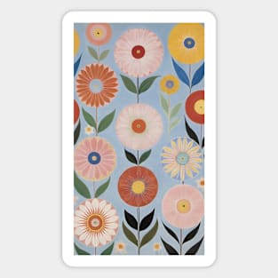 Hilma's Abstract Blossoms: Whimsical Floral Harmony Magnet